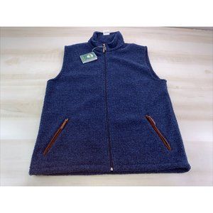 ALP Country Wear Wool Blend Blue Full Zip Suede Accent Sweater Vest  XL NWT-